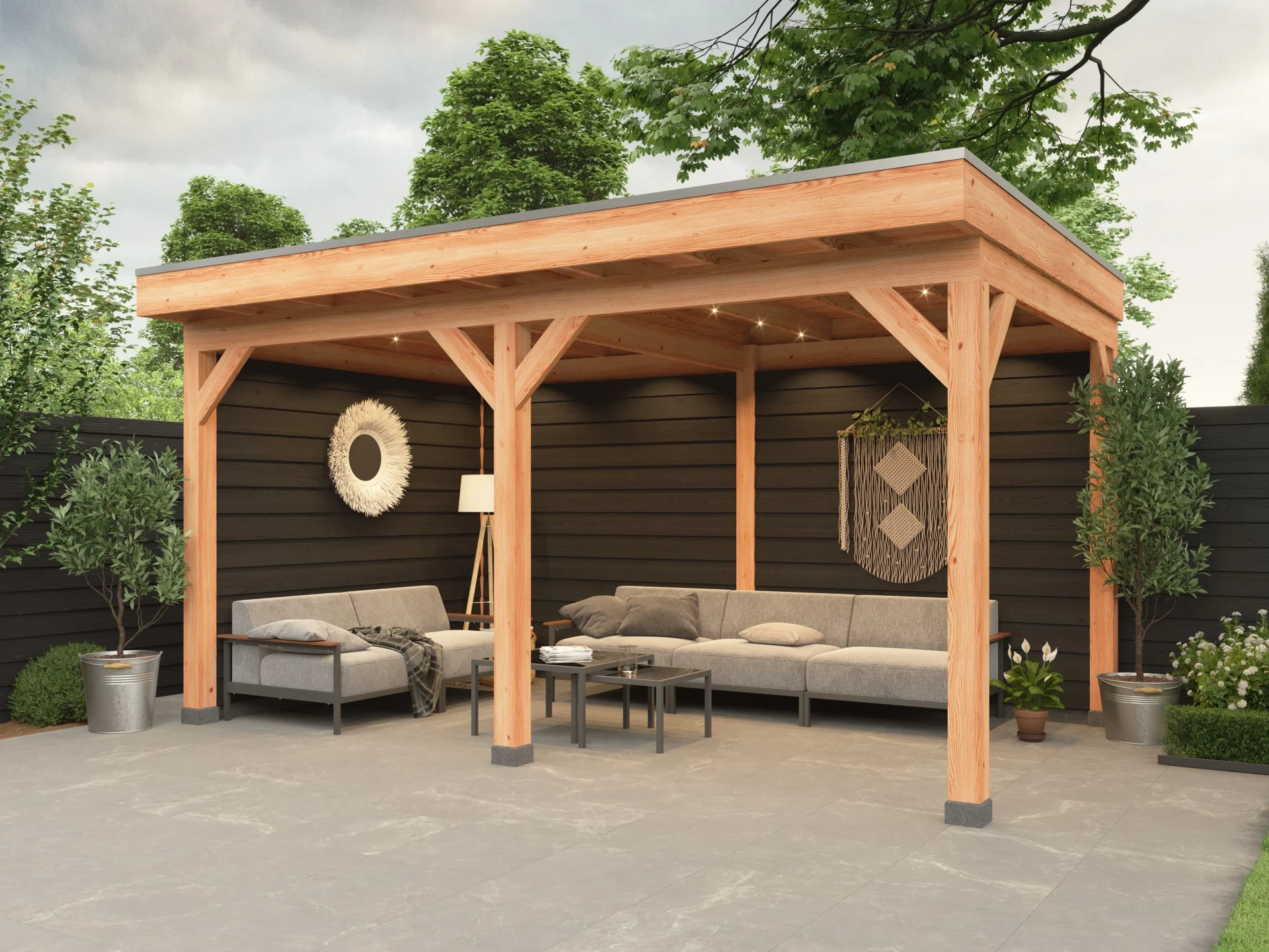 Douglas overkapping, 750 x 300, met zwarte achterwand, Westwood Comfort Green - Afbeelding 2